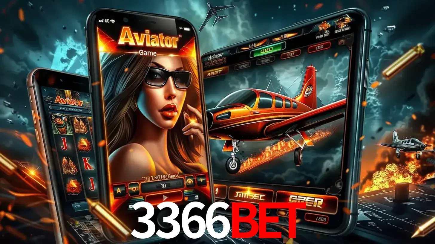 O popular jogo de apostas Aviator exibido em vários celulares e tablets, mostrando a interface emocionante e a ação de voo disponíveis para jogar agora no 3366BET.