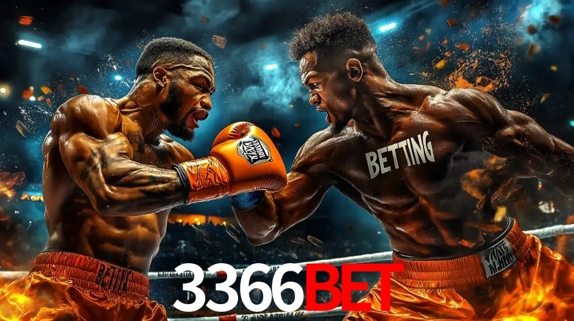 Dois boxeadores em uma luta intensa e explosiva, representando a adrenalina e as oportunidades de apostas em esportes de combate disponíveis na plataforma 3366BET.